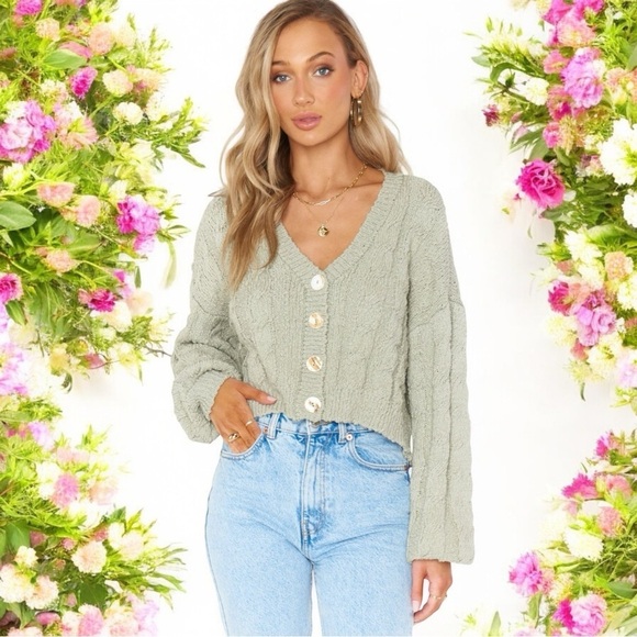 Show Me Your MuMu Sage Cable Knit Conrad Cardigan Women’s Size XS - Picture 1 of 9